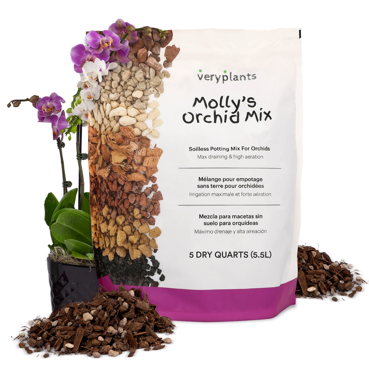 Molly's Orchid Mix - Terreau d'empotage pour orchidées sans sol de qualité supérieure